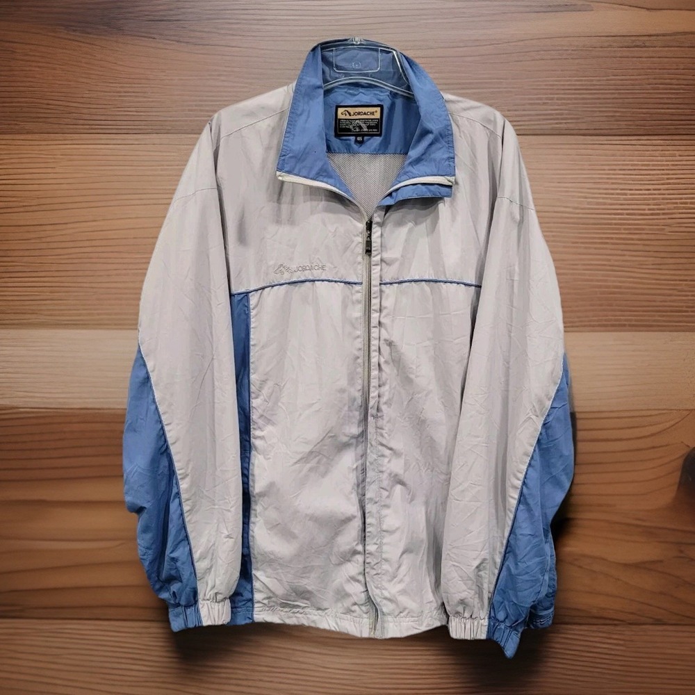 Vintage Jordache Windbreaker Men's Large 105‎ Gray and Blue
